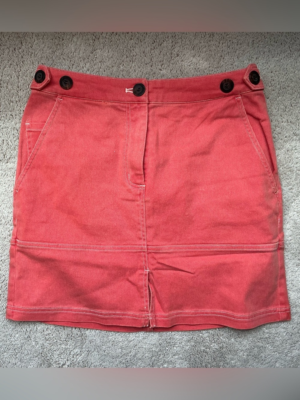 Wildfang Coral-Red Elastic Waist Skirt